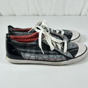 COACH Barrett Plaid Canvas Low Top Sneakers Women's Size 10B Black Red